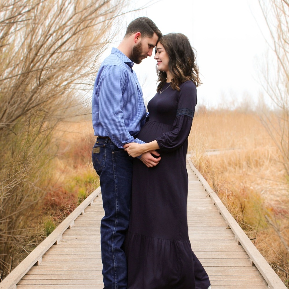 Navy Long Sleeve Maternity Dress